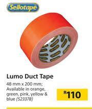 Builders Warehouse Sellotape Lumo Duct Tape-48mm x 200mm offer