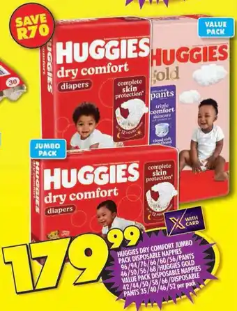 Shoprite Huggies dry comfort jumbo pack disposable nappies/pants/huggies gold value pack disposable nappies/disposable pants offer