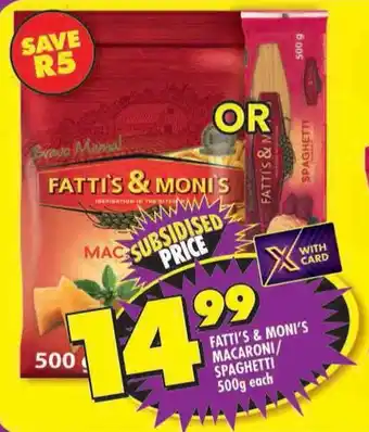 Shoprite Fatti's & moni's macaroni/ spaghetti offer