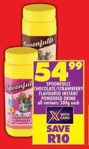 Shoprite Spoonfulls chocolate/strawberry flavoured instant powdered drink all variants offer