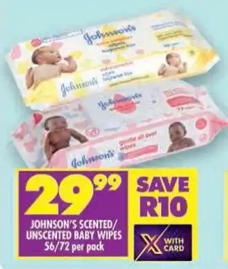 Shoprite Johnson's scented/ unscented baby wipes offer