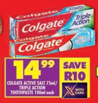 Shoprite Colgate active salt/ triple action toothpaste offer