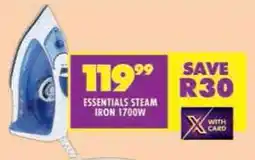 Shoprite Essentials steam iron 1700w offer