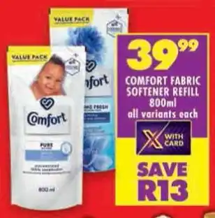 Shoprite Comfort fabric softener refill all variants offer