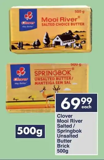 President Hyper Clover Mooi River Salted/ Springbok Unsalted Butter Brick offer