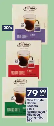 President Hyper Café Enrista Coffee Sachets 3 in 1 Regular/ Mild/ Strong offer