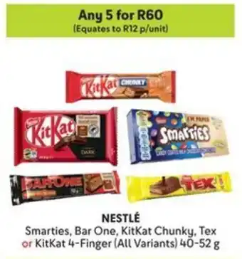 Makro NESTLÉ Smarties, Bar One, KitKat Chunky, Tex or KitKat 4-Finger offer