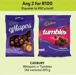 Makro CADBURY Whispers or Tumbles offer