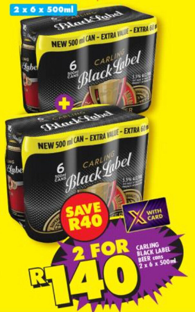 Carling Black Label Beer 2x6x500ml Offer At Shoprite Liquor carling-black-label-beer-2x6x500ml-offer-at-shoprite-liquor