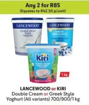 Makro LANCEWOOD or KIRI Double Cream or Greek Style Yoghurt offer