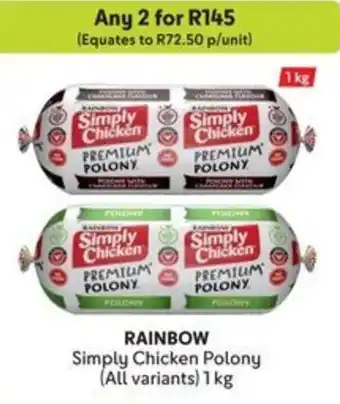 Makro RAINBOW Simply Chicken Polony offer