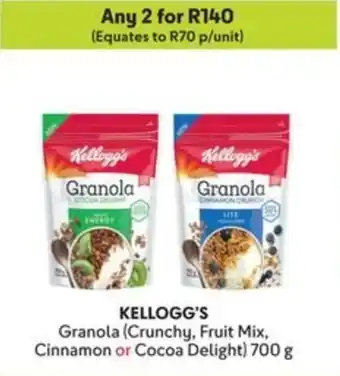 Makro KELLOGG'S Granola (Crunchy, Fruit Mix, Cinnamon or Cocoa Delight) offer