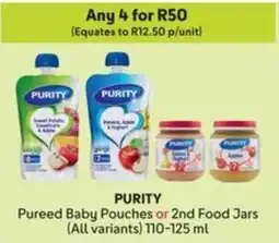 Makro PURITY Pureed Baby Pouches or 2nd Food Jars offer