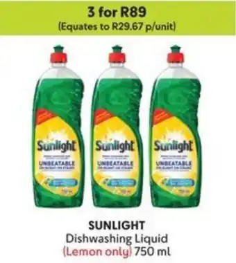 Makro SUNLIGHT Dishwashing Liquid (Lemon only) offer