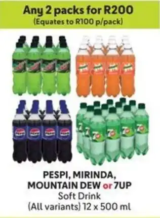 Makro PESPI, MIRINDA, MOUNTAIN DEW or 7UP Soft Drink offer