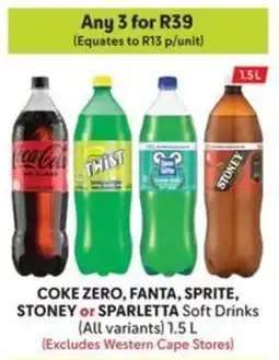 Makro COKE ZERO, FANTA, SPRITE, STONEY or SPARLETTA Soft Drinks offer