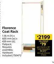 Builders Warehouse Florence Coat Rack-1.56m(h) x 600mm(w) x 439mm(d) offer