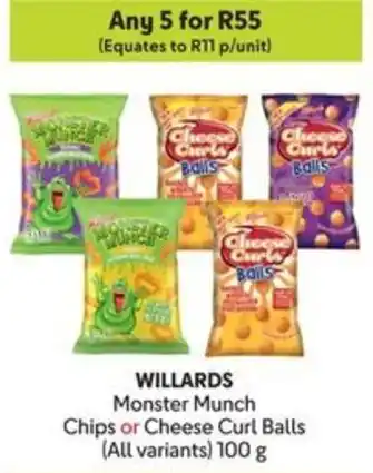 Makro WILLARDS Monster Munch Chips or Cheese Curl Balls offer