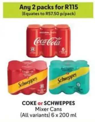 Makro COKE or SCHWEPPES Mixer Cans offer