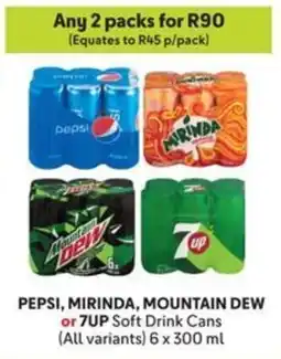 Makro PEPSI, MIRINDA, MOUNTAIN DEW or 7UP Soft Drink Cans offer