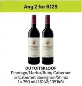 Makro DU TOITSKLOOF Pinotage/Merlot/Ruby Cabernet or Cabernet Sauvignon/Shiraz offer