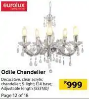 Builders Warehouse Eurolux Odile Chandelier offer