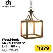 Builders Warehouse Designhouse Wood Look Nickel Pendant Light Fitting (1 Light) offer