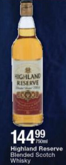 Checkers Liquor Shop Highland Reserve Blended Scotch Whisky 750ml offer
