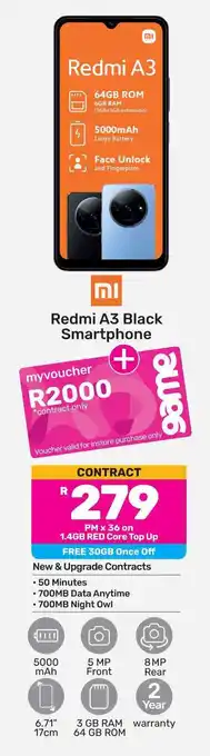 Game Redmi A3 Black Smartphone offer