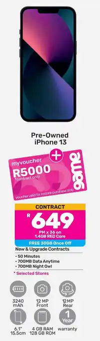 Game Pre-Owned iPhone 13 offer