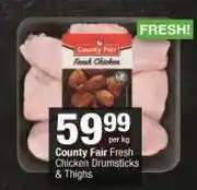 Checkers Country Fair Fresh Chicken Drumsticks & Thighs-Per Kg offer