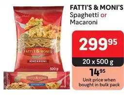 Makro FATTI'S & MONI'S Spaghetti or Macaroni offer