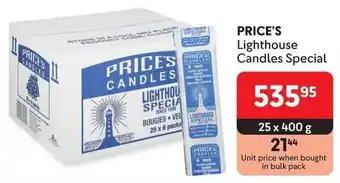 Makro PRICE'S Lighthouse Candles Special offer