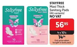 Makro STAYFREE Maxi Thick Sanitary Pads offer