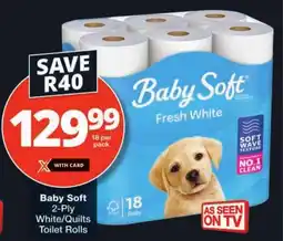 Checkers Baby Soft 2-Ply White/Quilts Toilet Rolls offer