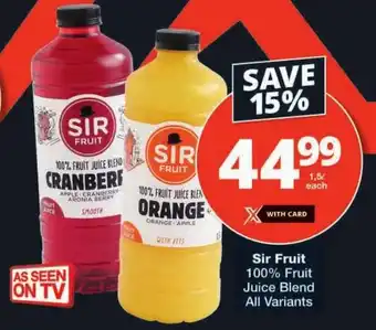 Checkers Sir Fruit 100% Fruit Juice Blend All Variants offer