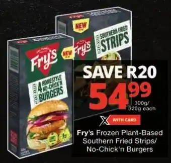 Checkers Fry's Frozen Plant-Based Southern Fried Strips/ No-Chick'n Burgers offer