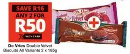 Checkers De Vries Double Velvet Biscuits All Variants offer