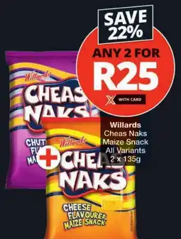 Checkers Willards Cheas Naks Maize Snack All Variants offer
