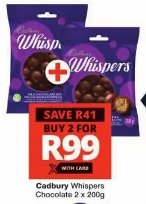 Checkers Cadbury Whispers Chocolate offer