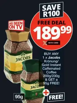 Checkers Jacobs Krönung/ Gold Instant Caffeinated Coffee offer
