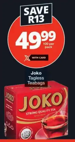 Checkers Joko Tagless Teabags offer