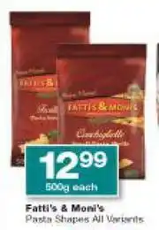Checkers Fatti's & Moni's Pasta Shapes (All Variants)-500g Each offer