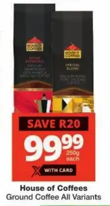 Checkers House of Coffees Ground Coffee All Variants offer