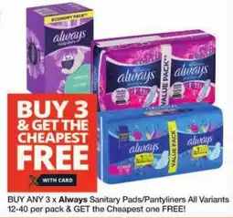 Checkers Always Sanitary Pads/Pantyliners All Variants offer