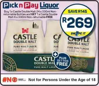 Pick n Pay Hypermarket Castle Double Malt Non-returnable Bottles offer