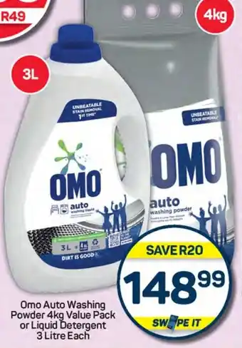 Pick n Pay Hypermarket Omo Auto Washing Powder Value Pack or Liquid Detergent offer