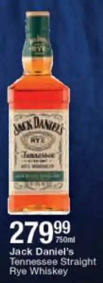 Checkers Liquor Shop Jack Daniel's Tennessee Straight Rye Whiskey 750ml offer