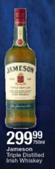 Jameson Triple Distilled Irish Whiskey 750ml