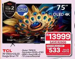 Pick n Pay Hypermarket TCL 75" (190cm) QLED Google Smart TV offer